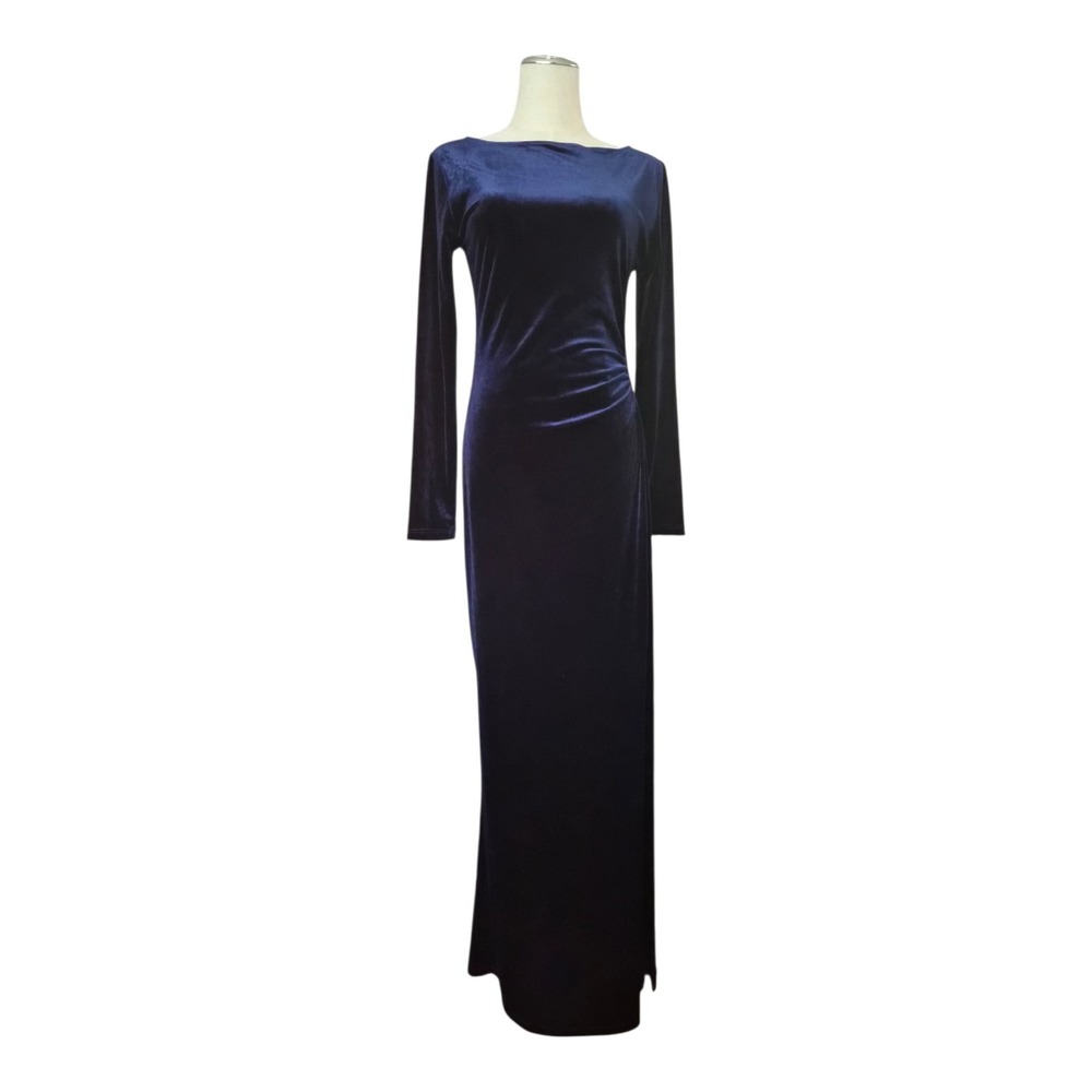 Petal‎ & Pup Sarine Navy Velvet Maxi Dress Cutout Long Sleeve Formal Gown M NWT